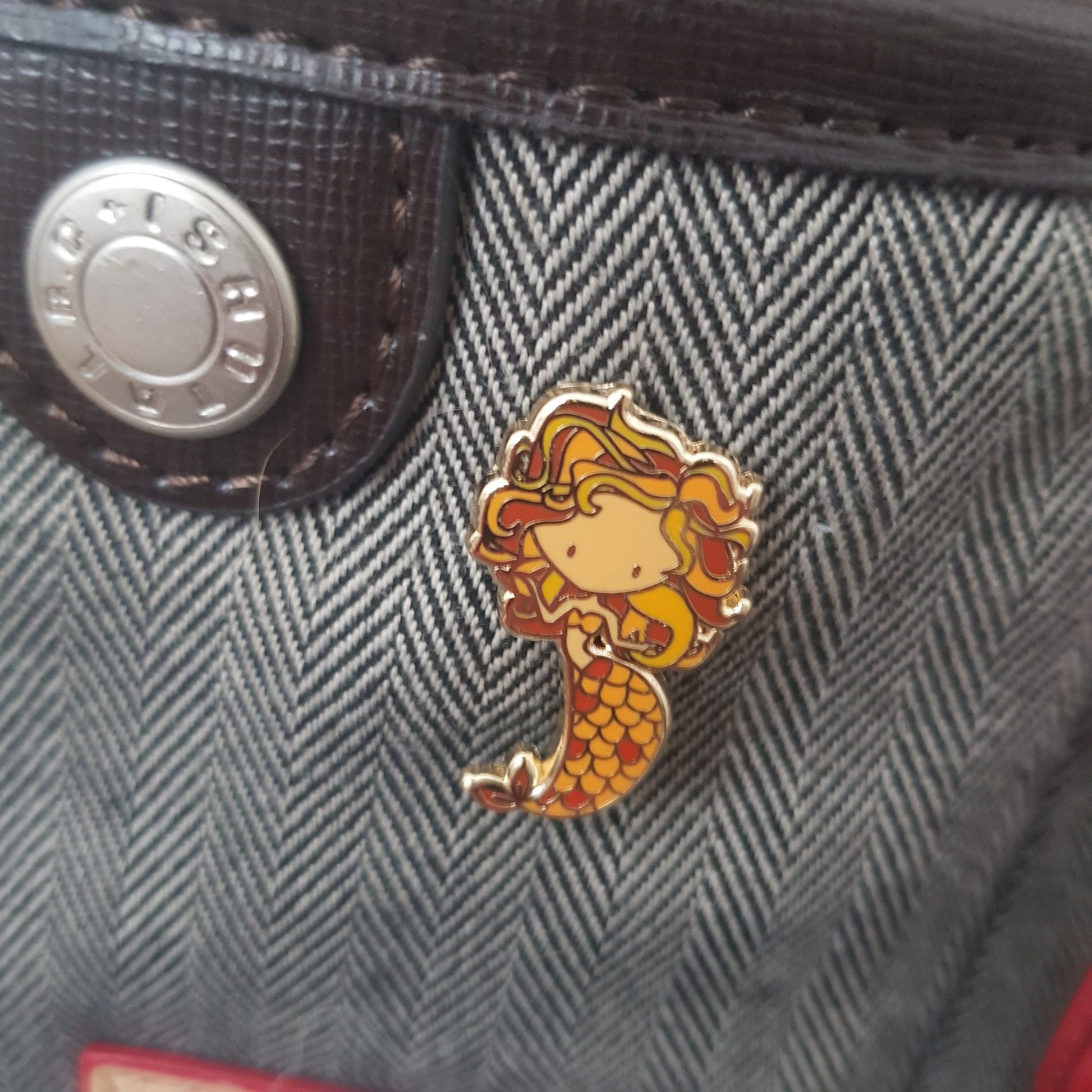 zodiac mermaid leo enamel pin on bag