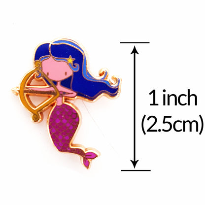 Sagittarius Mermaid Enamel Pin with measurements