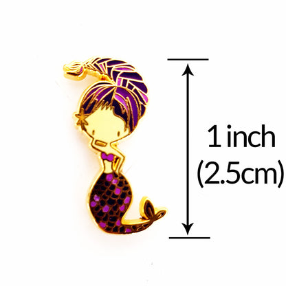 Scorpio Mermaid Enamel Pin with measurements