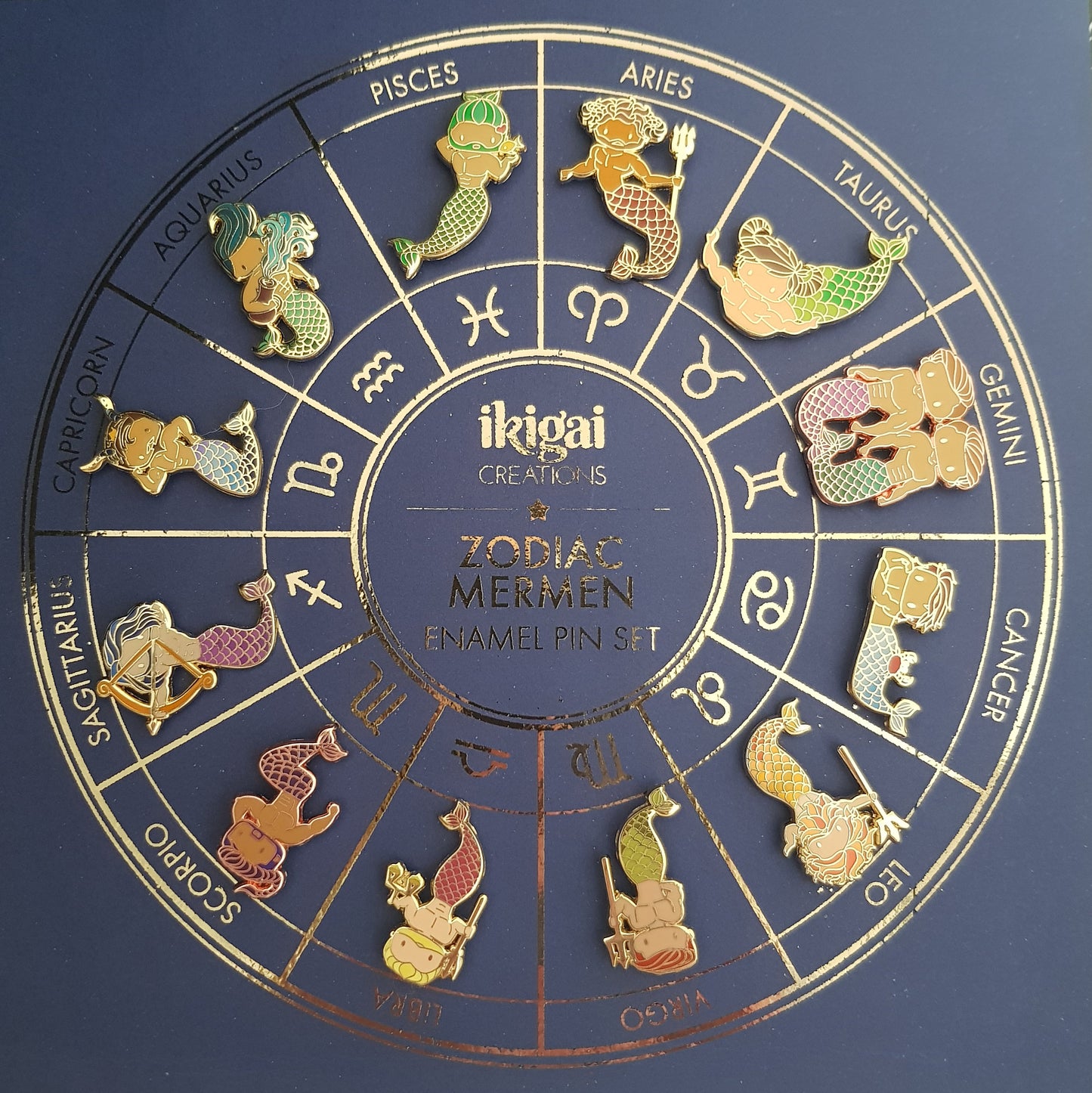 Zodiac Mermen – Complete Set (12 Pins)