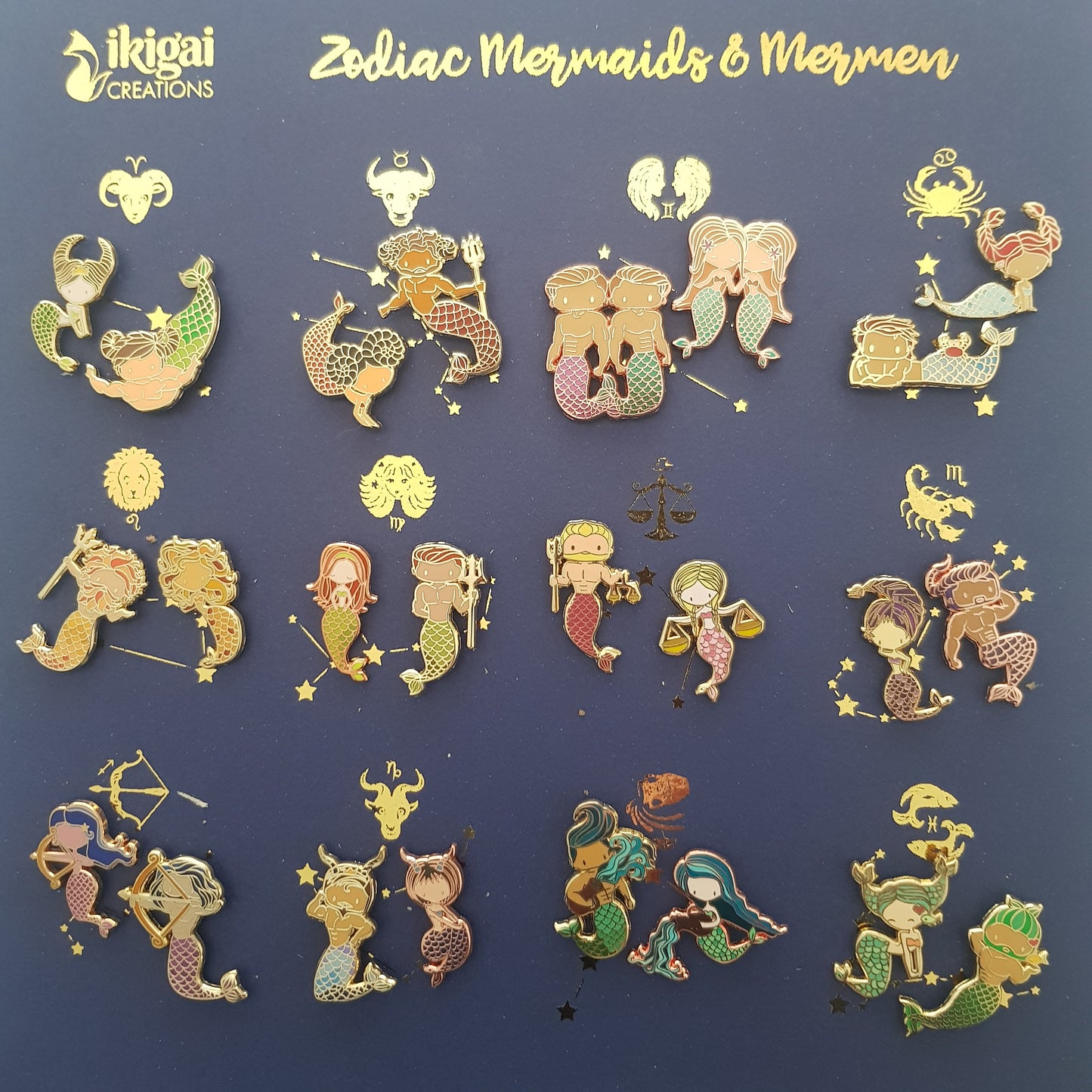 Zodiac Mermaids & Mermen Set (24 Pins)