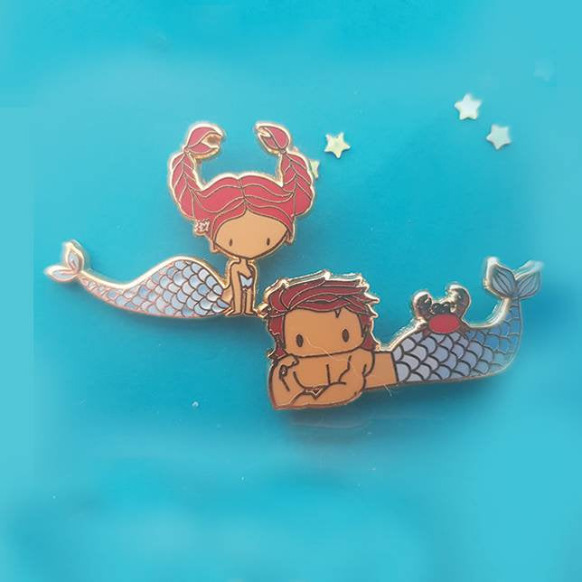 Cancer Mermaid & Merman Pins