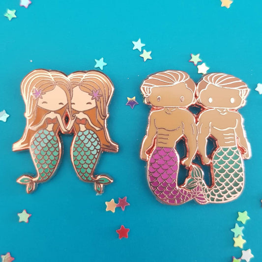 Gemini Mermaid & Merman Pins