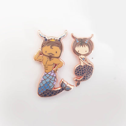 Capricorn Mermaid & Merman Pins