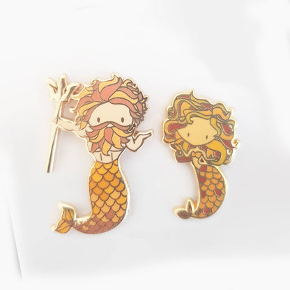 Leo Mermaid & Merman Pins