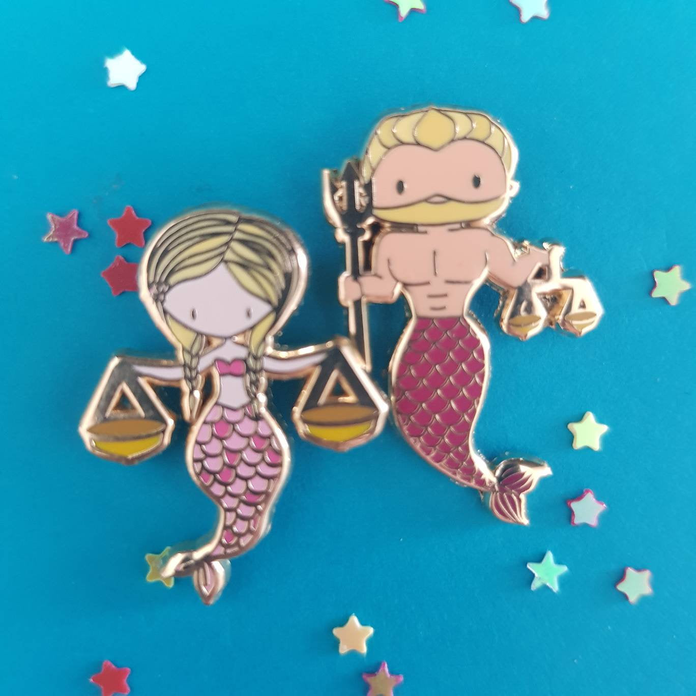 Libra Mermaid & Merman Pins