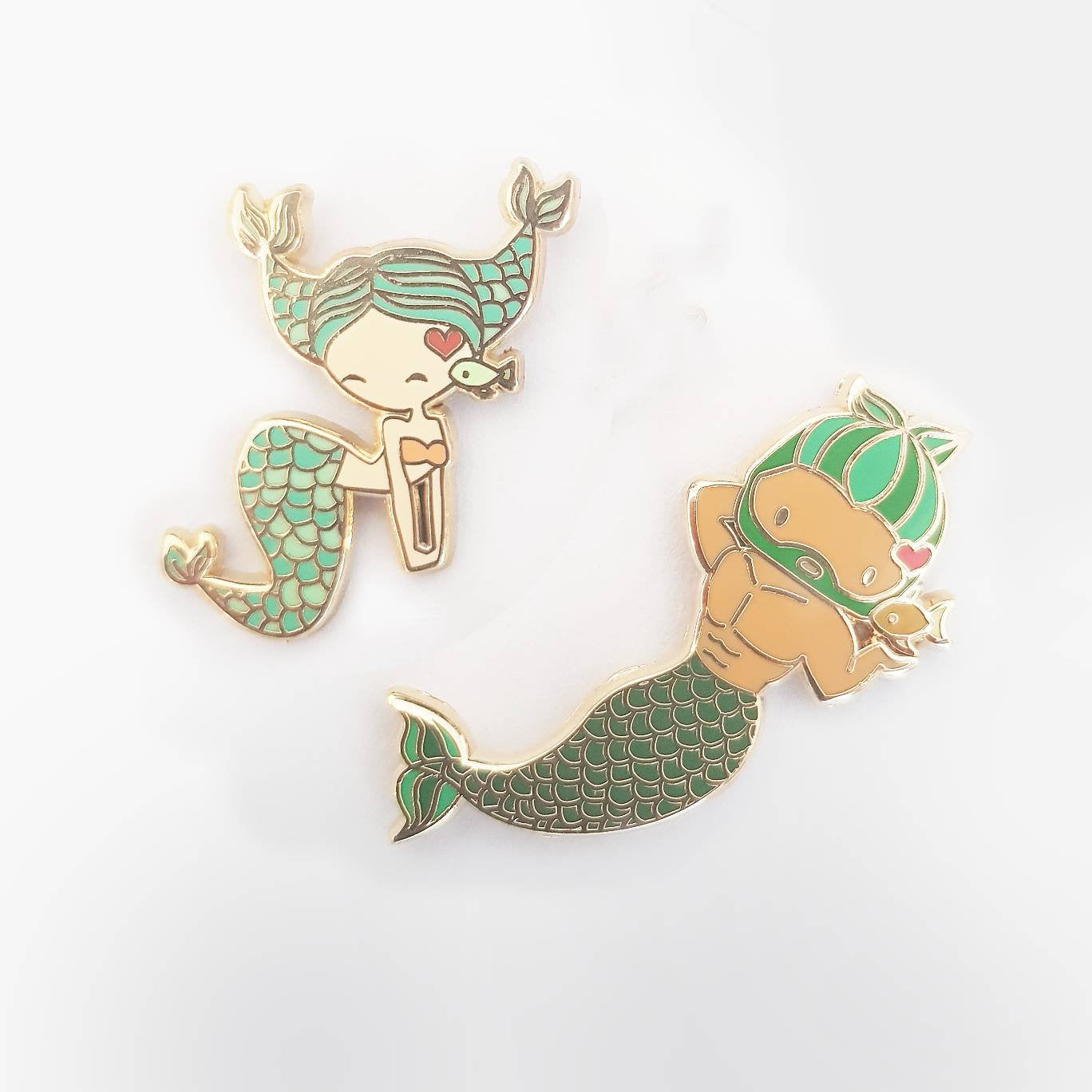 Pisces Mermaid & Merman Pins