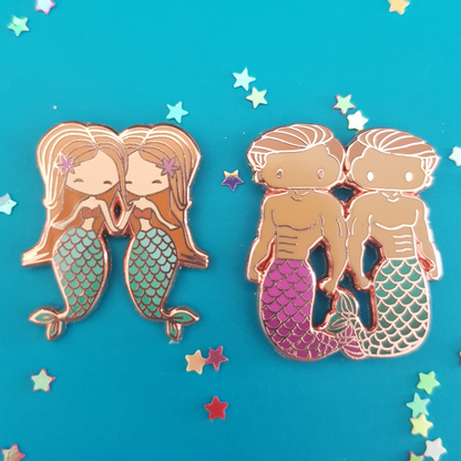 Gemini Zodiac Merfolk Mini Enamel Pins