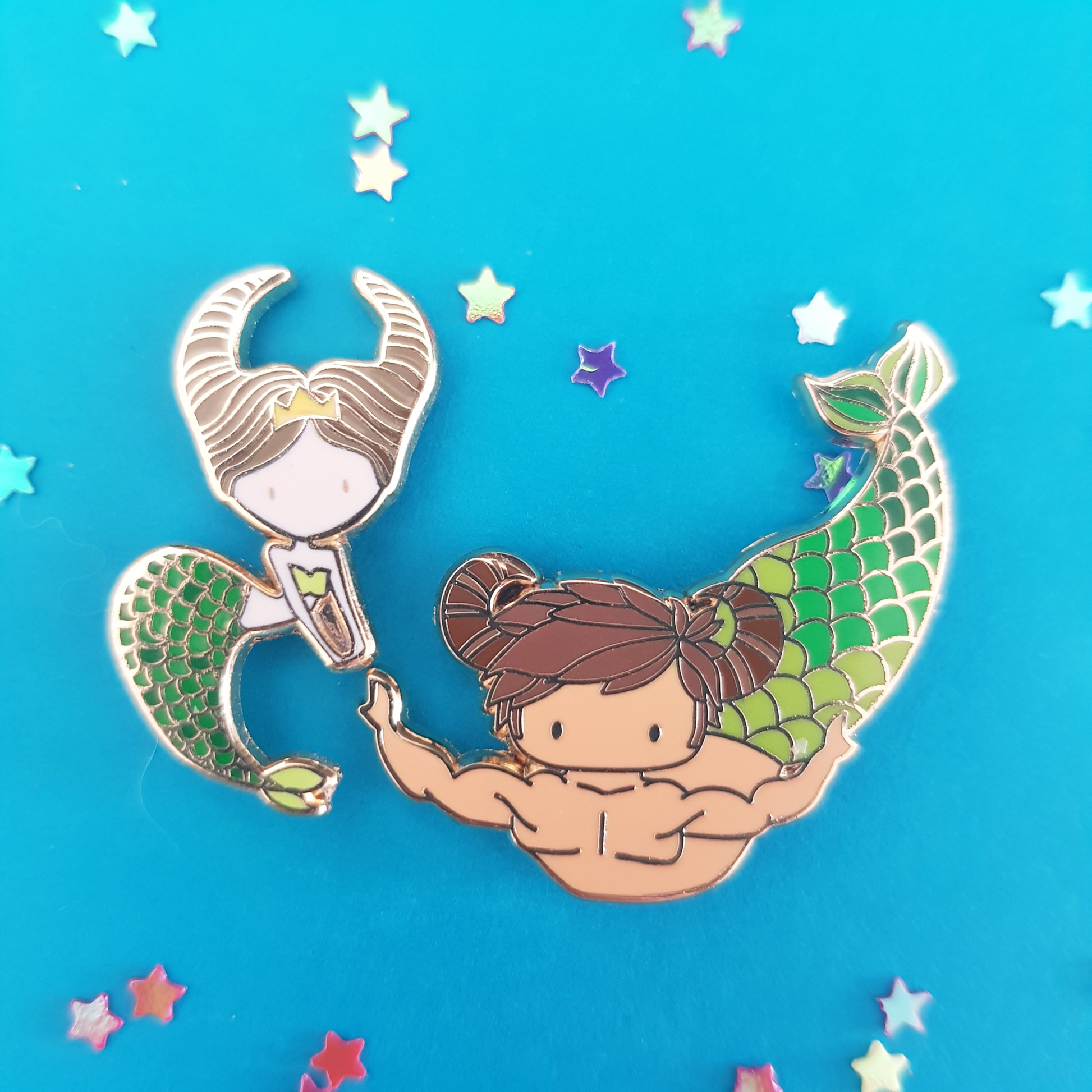 Taurus Zodiac Merfolk Mini Enamel Pins